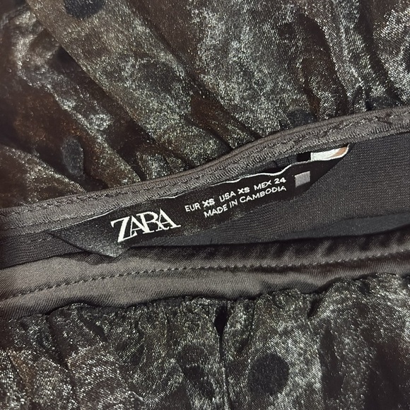 ZARA Organza Ruffle Slip Dress Polka Dot Midi Maxi Black Bloggers Fav - Picture 5 of 10